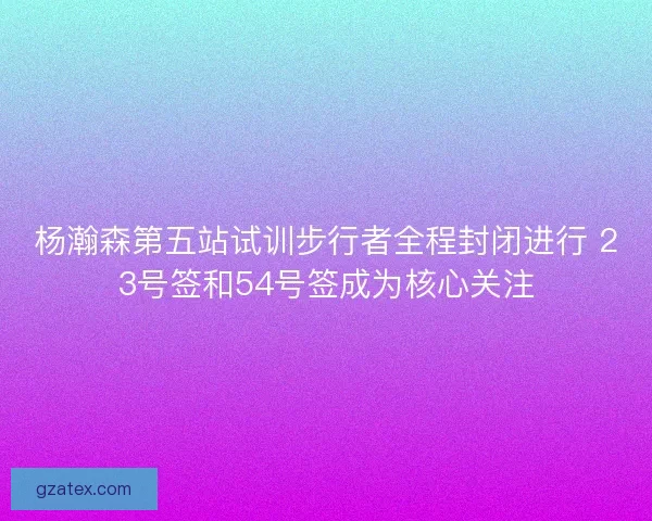 杨瀚森第五站试训步行者全程封闭进行 23号签和54号签成为核心关注
