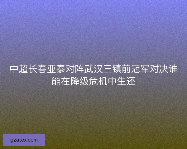 中超长春亚泰对阵武汉三镇前冠军对决谁能在降级危机中生还